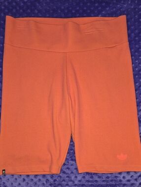 Coral Ribbed Bike Shorts